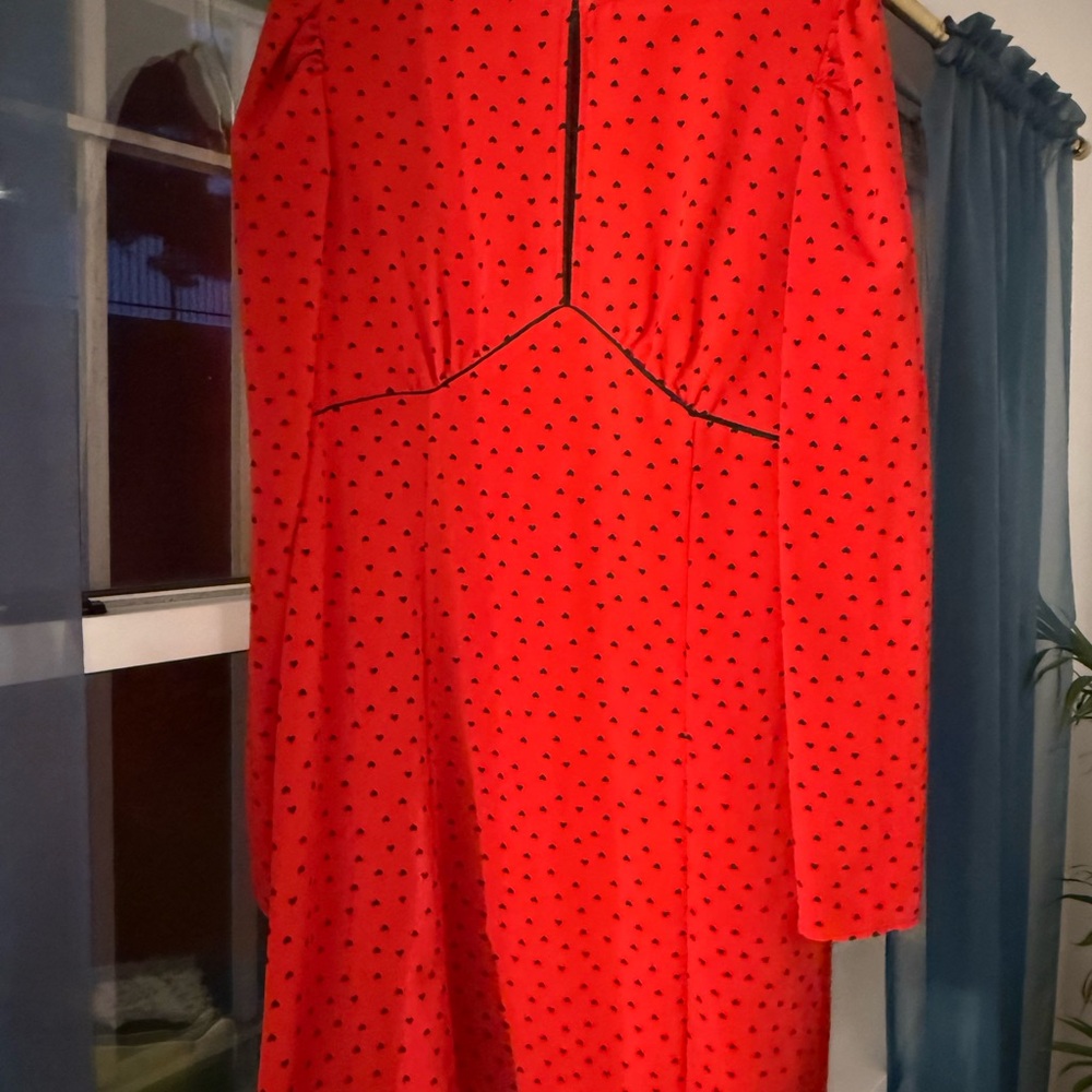 Topshop Red Dress with Black Heart Print